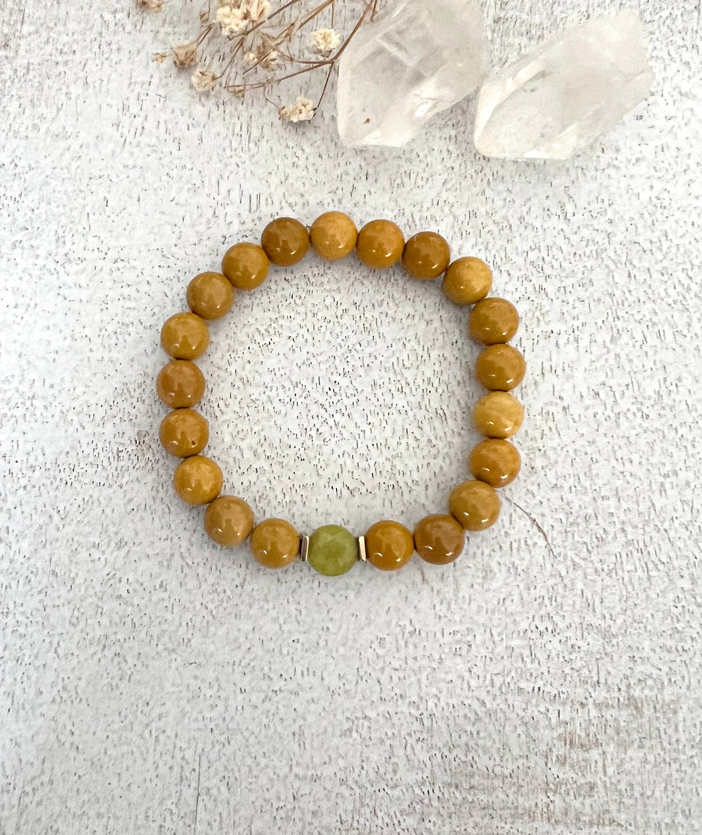 Yellow Mookaite and Serpentine Bracelet