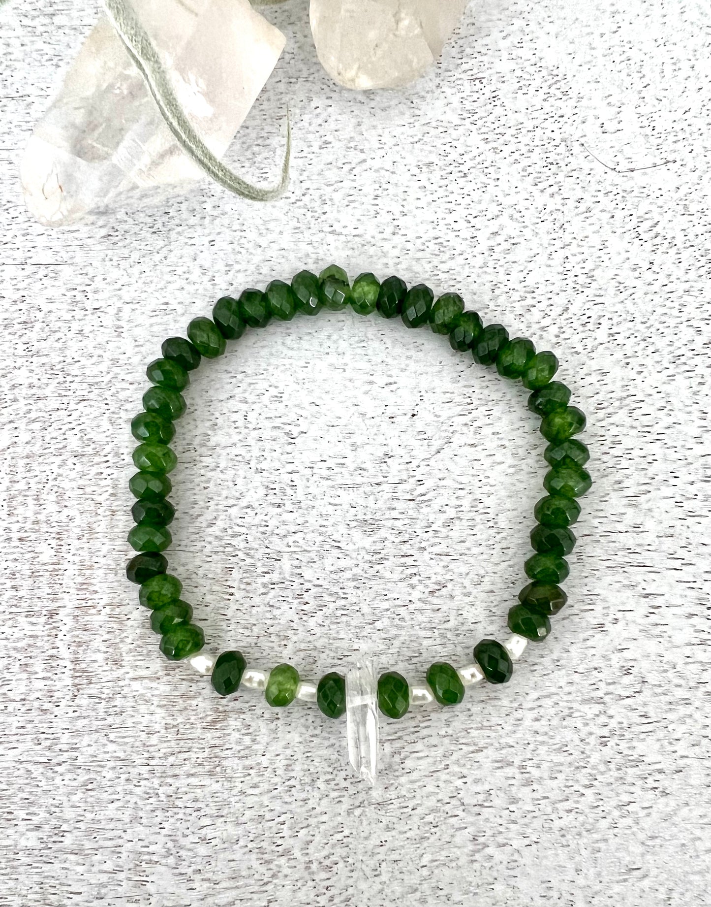 Green Emerald and Pearl bracelet