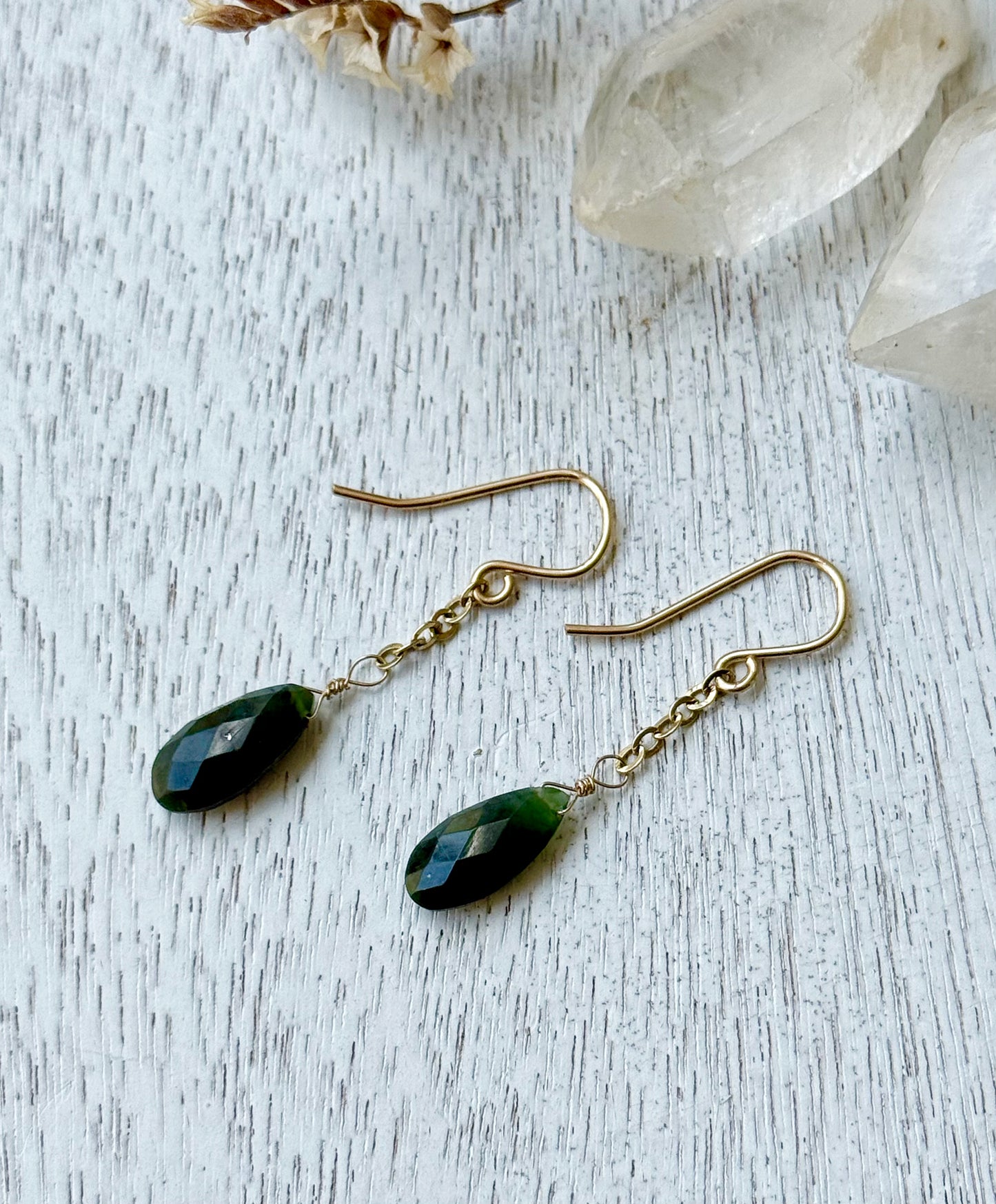 Green Serpentine Gold Earrings