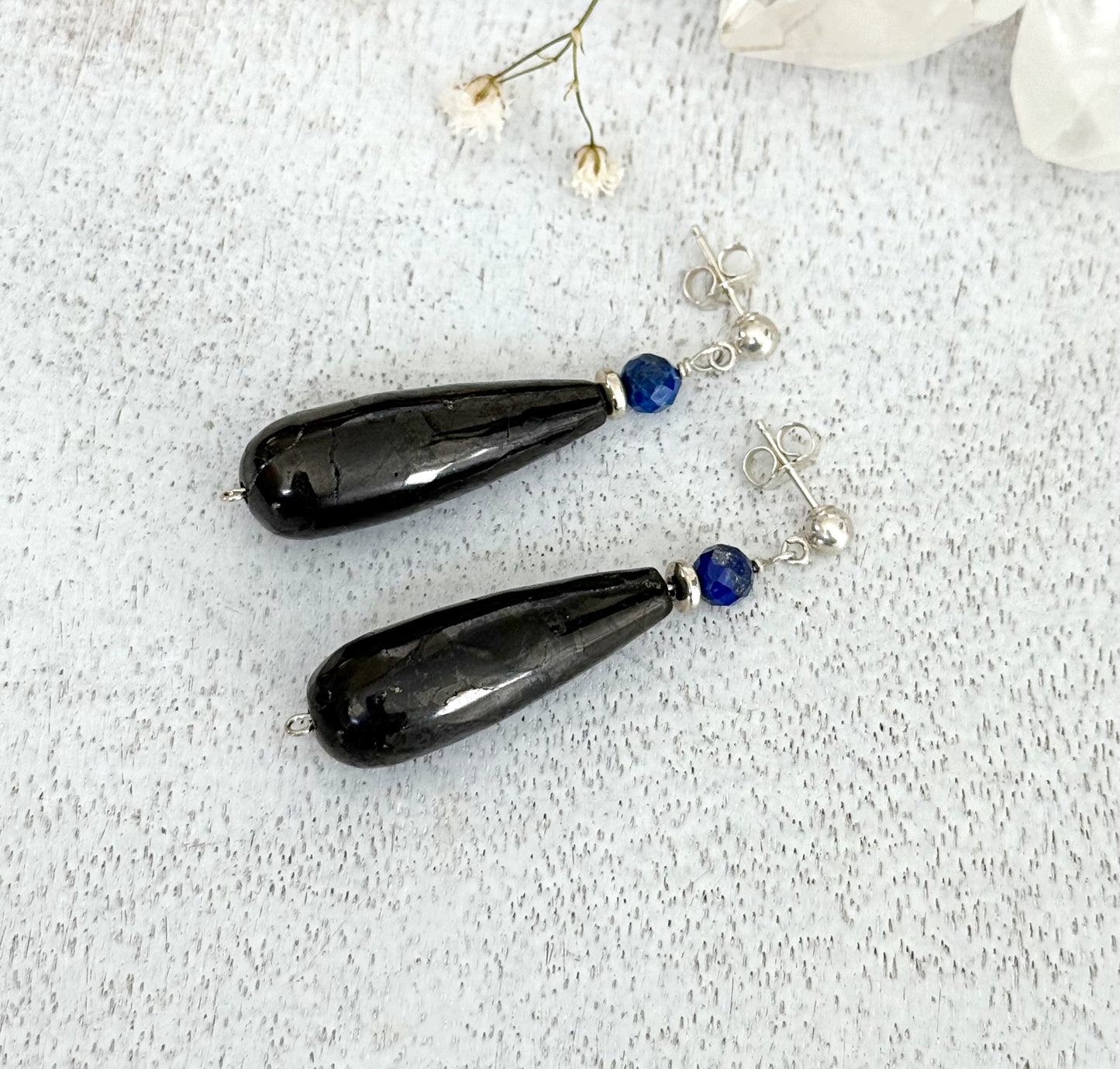 Shungite Lapis Lazuli Earrings