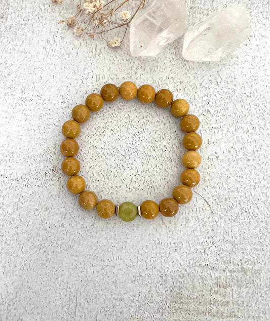 Yellow Mookaite and Serpentine Bracelet