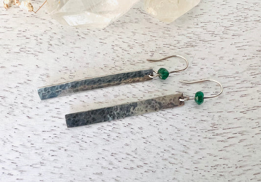 Sterling Silver Malachite long earrings