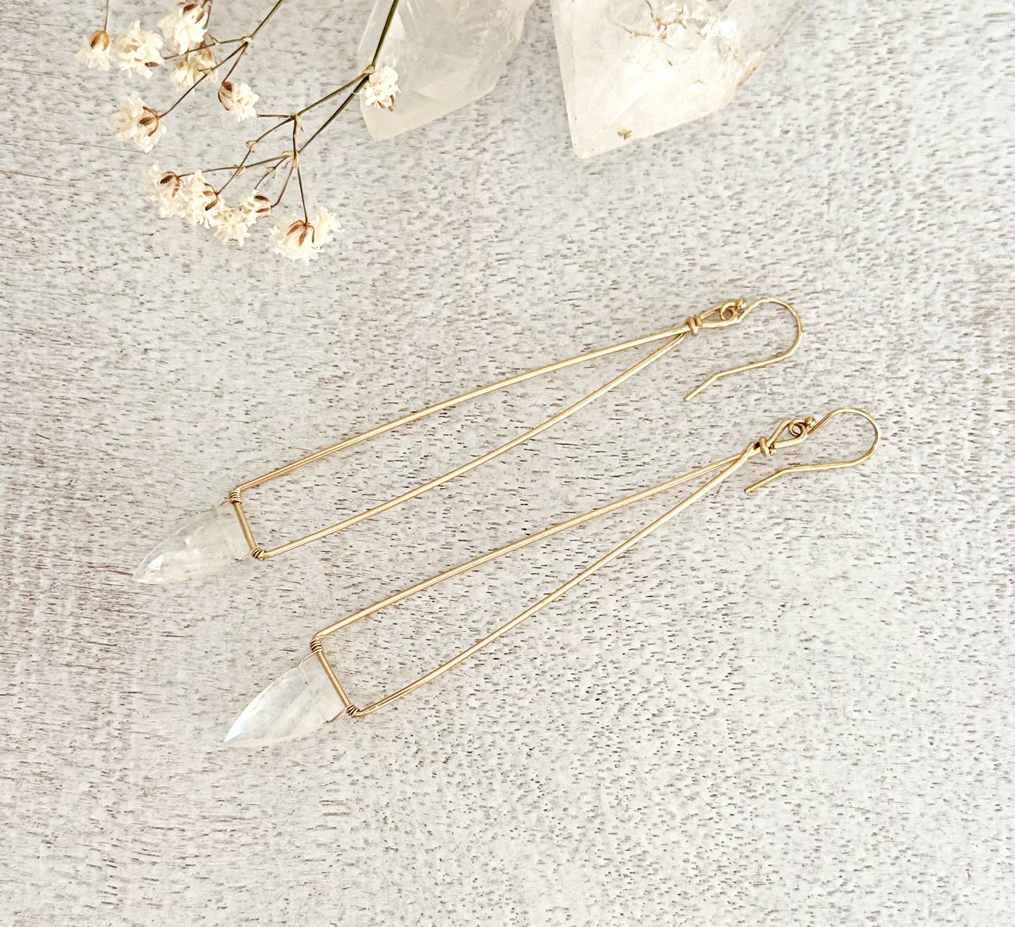 Gold moonstone Earrings