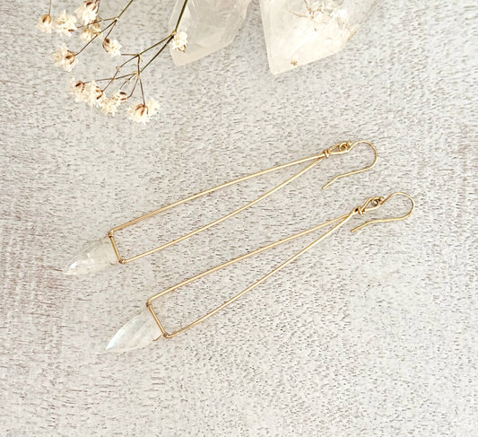 Gold moonstone Earrings