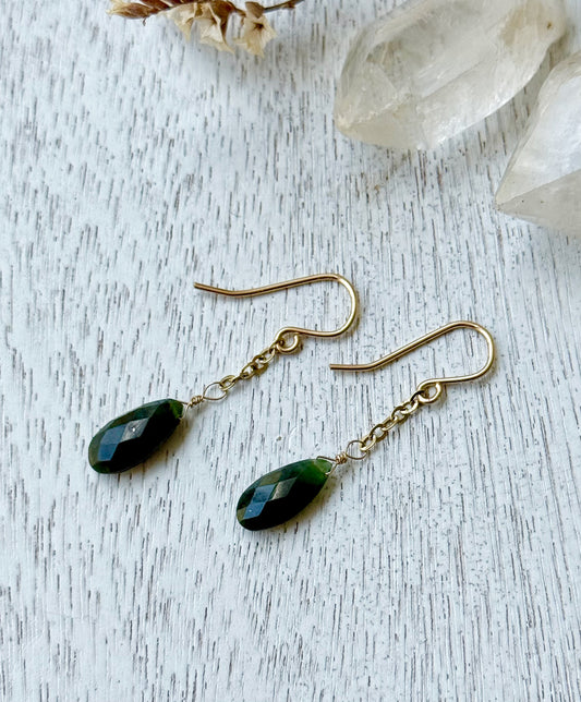 Green Serpentine Gold Earrings