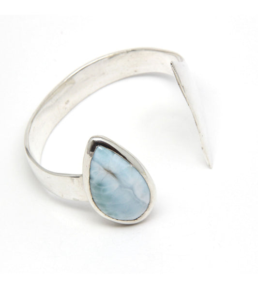 Sterling silver bold Larimar cuff bracelet