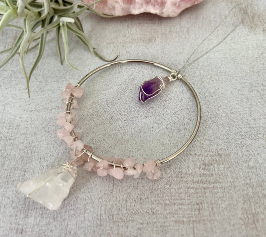 Rose Quartz and Amethyst Dream catcher