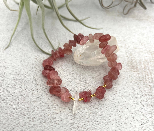 Pink gemstone bracelet with Strawberry Quartz